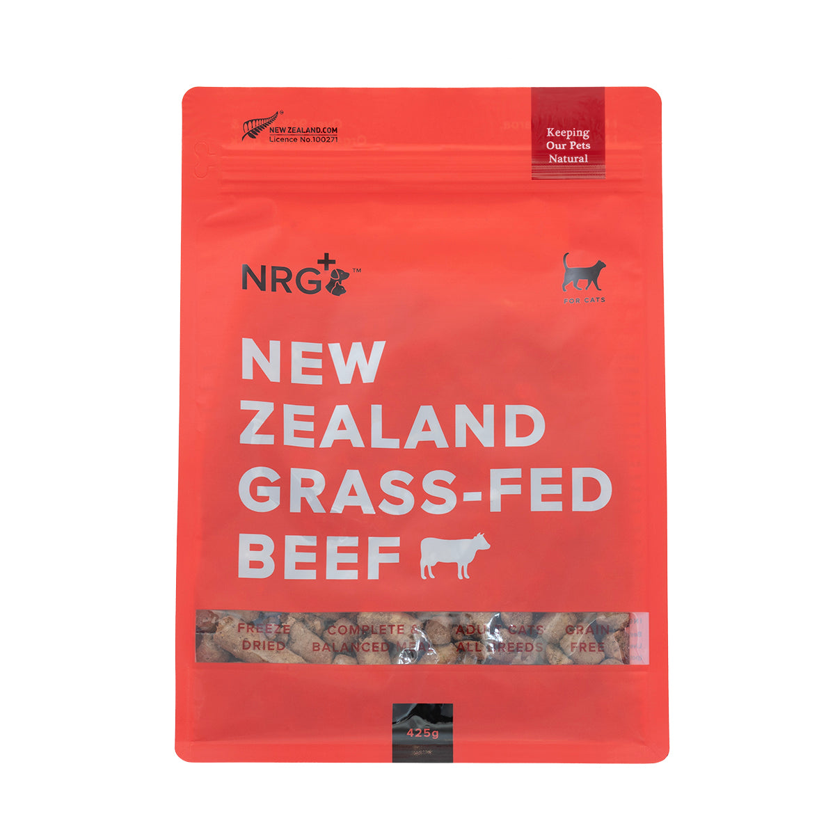 front image of NRG Freeze Dried Beef Cat Food